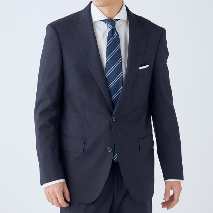 ＫＡＮＳＡＩＭＡＮ 【KANSAIMAN collection】【秋冬】2釦シングルスーツ ショートタック/ネイビー/SHOWER CLEAN/※裾上げ必要 紺中間