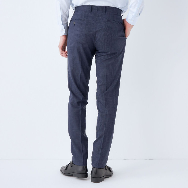 ＪＰ コンフォート 【JOHN PEARSE comfort】【春夏】2釦シングルスーツ ショートタック/ネイビー×千鳥柄/REAL NAVY/NEW ZEALAND WOOLSHOWER CLEAN/SustainaBee Wool/※裾上げ必要 青中間