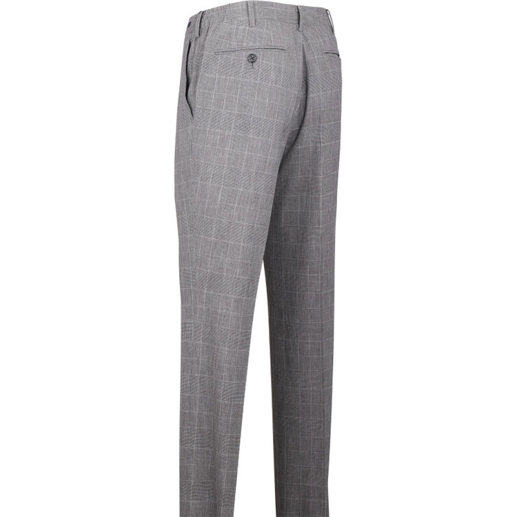 ＪＰセレクトライン 【JOHN PEARSE Black SELECT LINE】【春夏】0タックパンツスラックス/グレー×チェック/ウエストシャーリング仕様/ULTRA MOVE グレー系(灰)