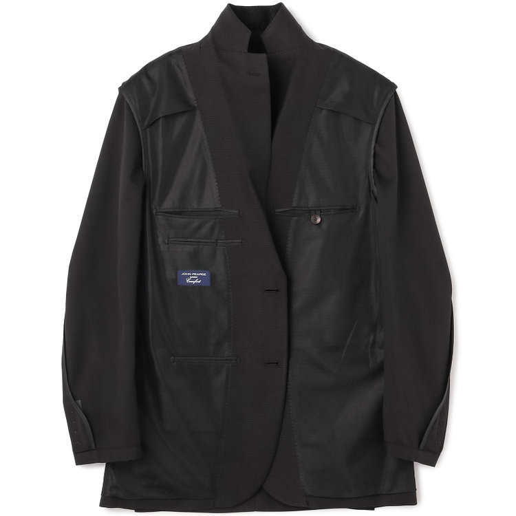 ＪＰ コンフォート 【JOHN PEARSE comfort】【春夏】2釦シングルスーツ 1タック/ブラック×チェック/ウエストシャーリング/COOL MAX/※パンツ裾上げ済み仕様 黒