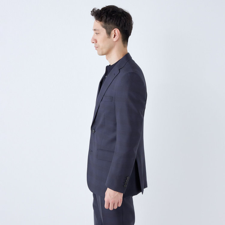 ＫＡＮＳＡＩＭＡＮ 【KANSAIMAN collection】【春夏】Real navy collection / ネイビー×チェック/ 2釦ワンタック/ シャワークリーン/ シロセット ※裾直し必要 紺中間