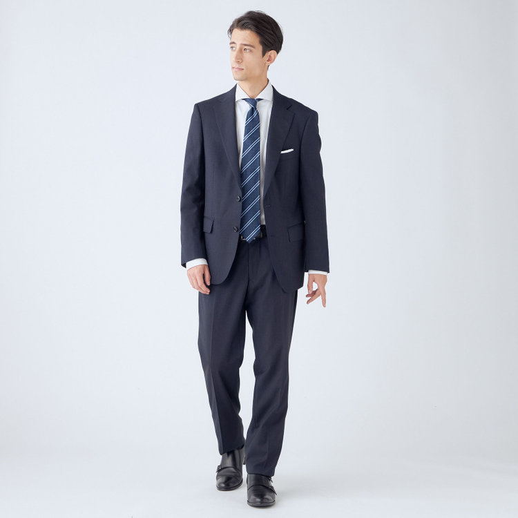 ＫＡＮＳＡＩＭＡＮ 【KANSAIMAN collection】【秋冬】2釦シングルスーツ ショートタック/ネイビー/SHOWER CLEAN/※裾上げ必要 紺中間