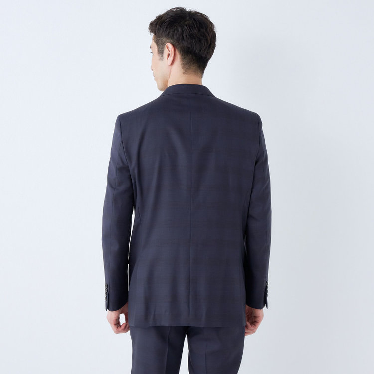 ＫＡＮＳＡＩＭＡＮ 【KANSAIMAN collection】【春夏】Real navy collection / ネイビー×チェック/ 2釦ワンタック/ シャワークリーン/ シロセット ※裾直し必要 紺中間