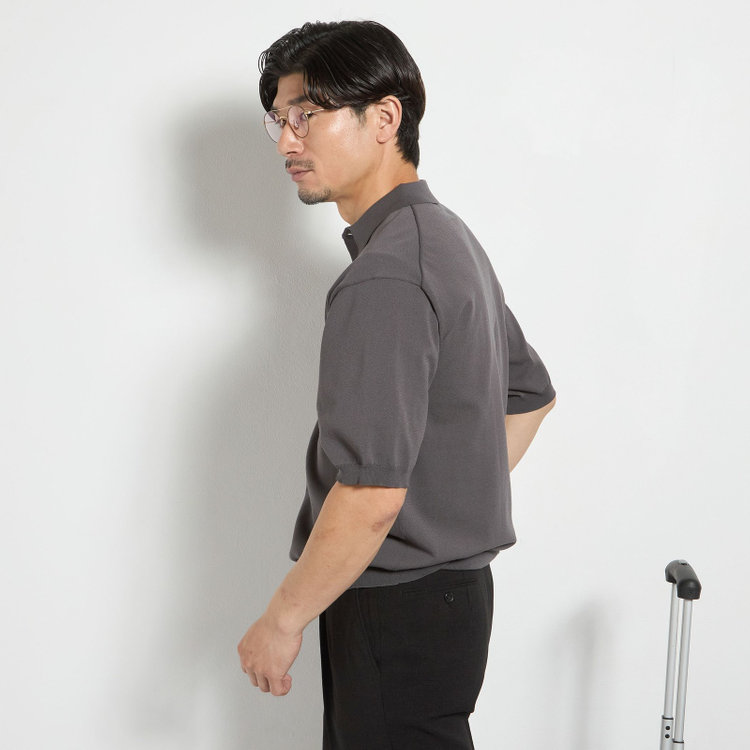 ジョンピアース 【JOHN PEARSE comfort navy】【半袖】ニットポロ/グレー グレー濃色