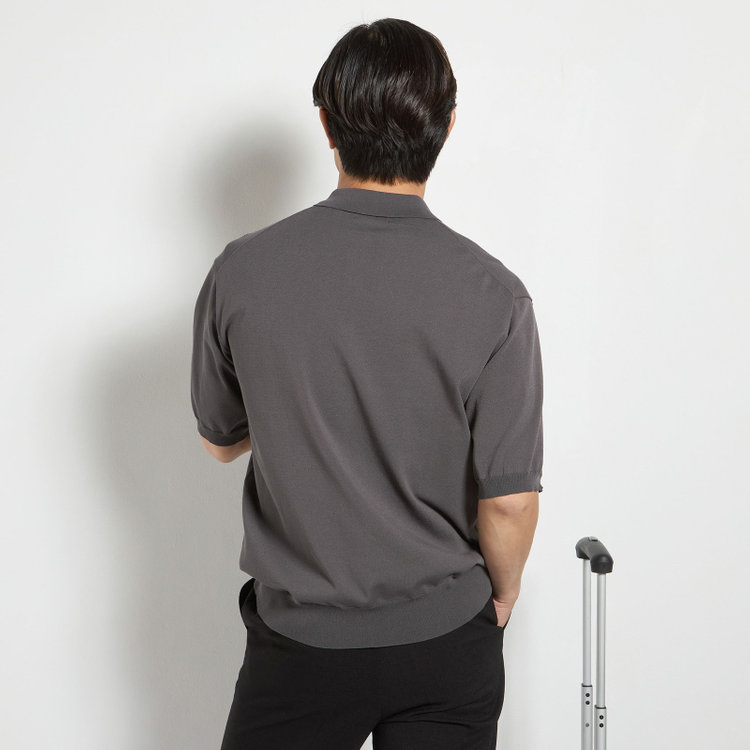 ジョンピアース 【JOHN PEARSE comfort navy】【半袖】ニットポロ/グレー グレー濃色