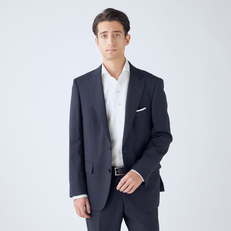 ＫＡＮＳＡＩＭＡＮ 【KANSAIMAN collection】【秋冬】2釦シングルスーツ ショートタック/ネイビー/SHOWER CLEAN/※裾上げ必要 紺中間