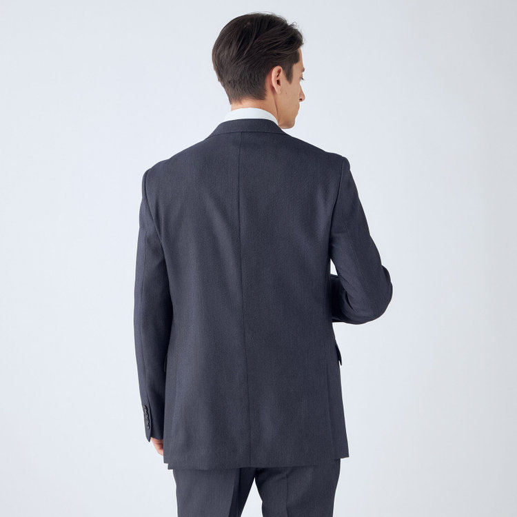 ＪＰ コンフォート 【JOHN PEARSE comfort】【年間】2釦シングルスリーピーススーツ ショートタック/ネイビー/ウエストシャーリング仕様/「ULTRA MOVE」ストレッチ・ウォッシャブル/※裾上げ必要 青中間