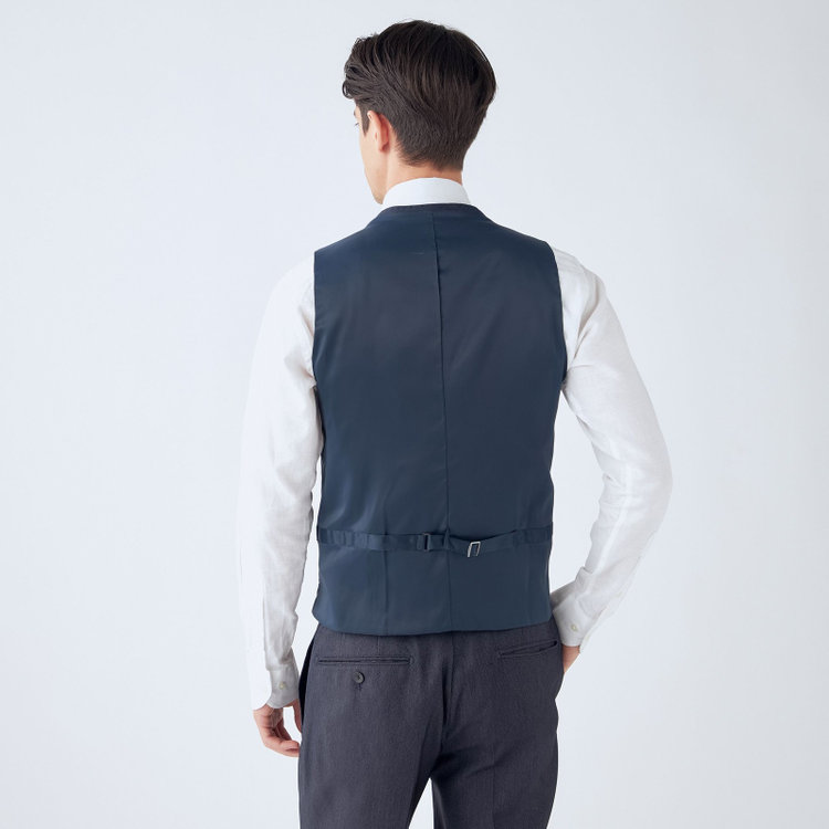 ＪＰ コンフォート 【JOHN PEARSE comfort】【年間】2釦シングルスリーピーススーツ ショートタック/ネイビー/ウエストシャーリング仕様/「ULTRA MOVE」ストレッチ・ウォッシャブル/※裾上げ必要 青中間