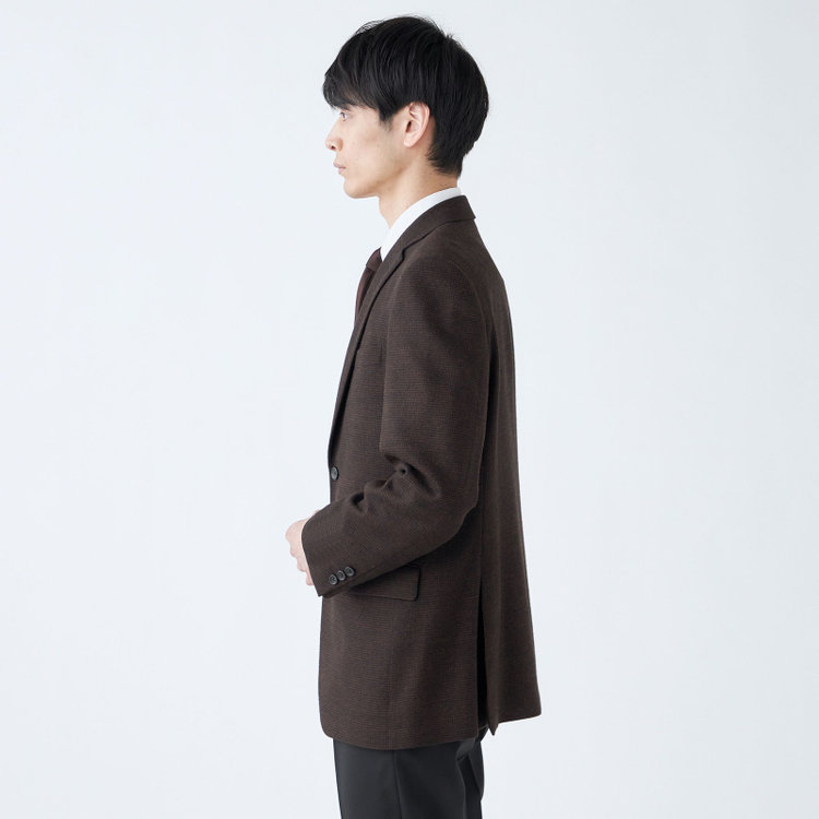 ドナートヴィンチ 【Donato Vinci Italy】【秋冬】ウール2釦シングルジャケット/ブラウン&ブラック×ハウンドトゥース/本水牛釦/Premium Quality JAPAN BISHU 茶濃色