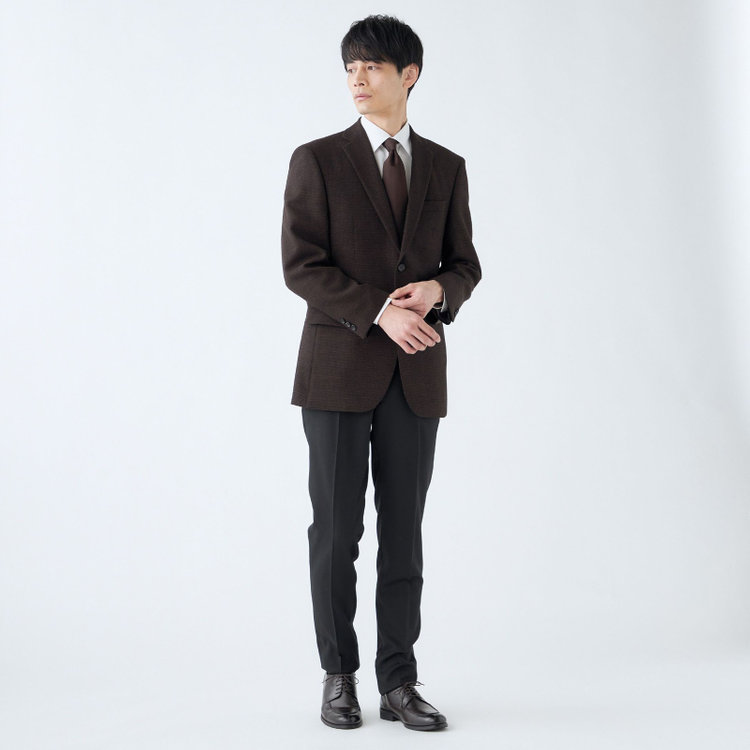 ドナートヴィンチ 【Donato Vinci Italy】【秋冬】ウール2釦シングルジャケット/ブラウン&ブラック×ハウンドトゥース/本水牛釦/Premium Quality JAPAN BISHU 茶濃色