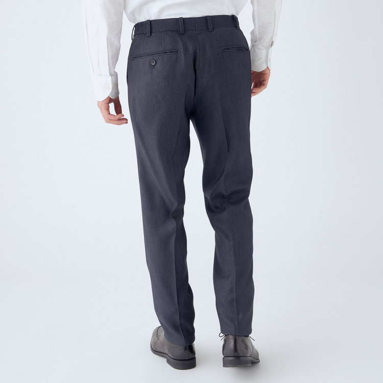 ＪＰ コンフォート 【JOHN PEARSE comfort】【年間】2釦シングルスリーピーススーツ ショートタック/ネイビー/ウエストシャーリング仕様/「ULTRA MOVE」ストレッチ・ウォッシャブル/※裾上げ必要 青中間