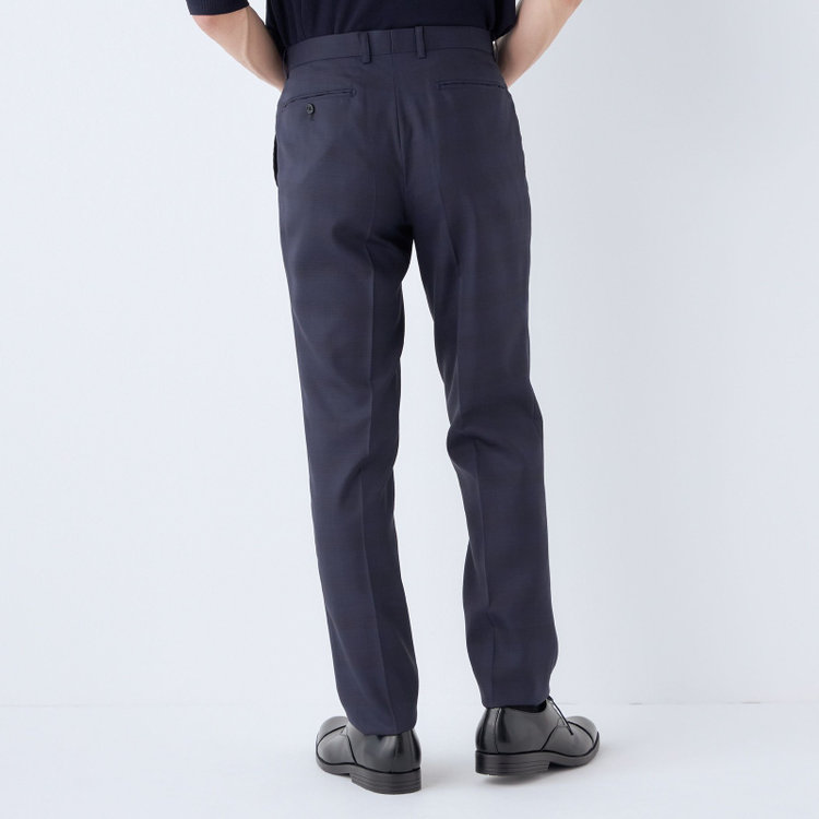 ＫＡＮＳＡＩＭＡＮ 【KANSAIMAN collection】【春夏】Real navy collection / ネイビー×チェック/ 2釦ワンタック/ シャワークリーン/ シロセット ※裾直し必要 紺中間