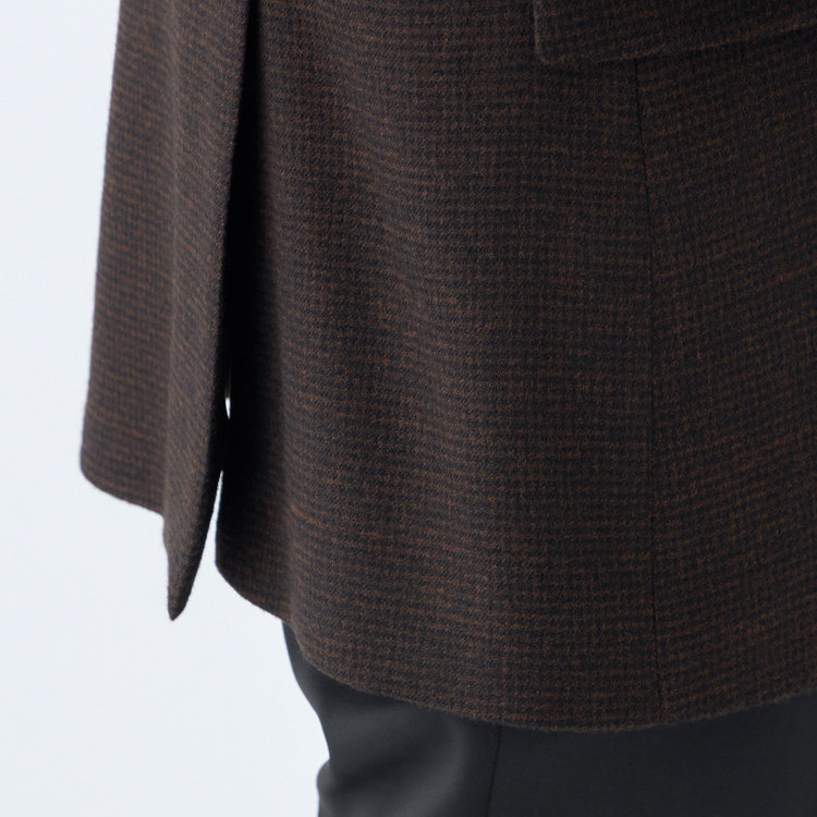 ドナートヴィンチ 【Donato Vinci Italy】【秋冬】ウール2釦シングルジャケット/ブラウン&ブラック×ハウンドトゥース/本水牛釦/Premium Quality JAPAN BISHU 茶濃色