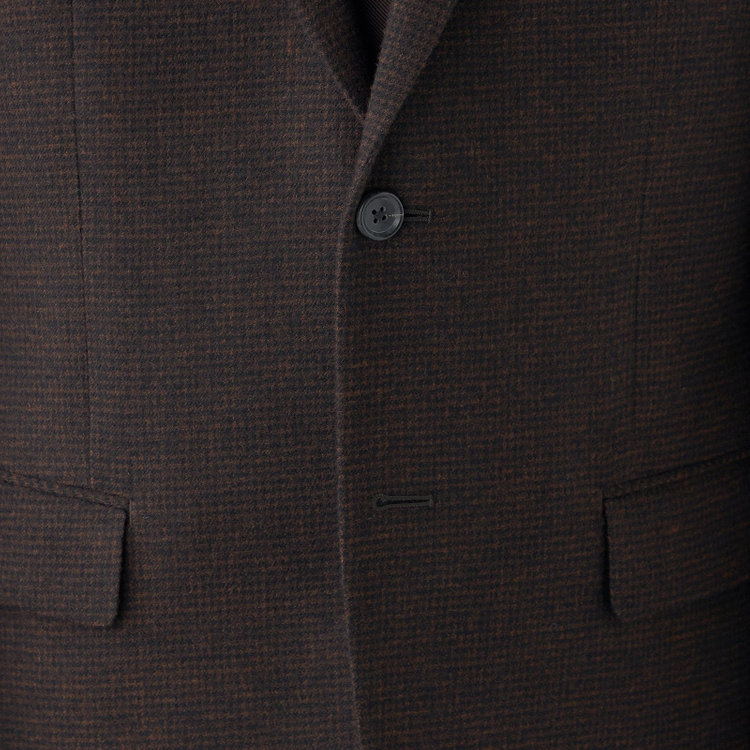ドナートヴィンチ 【Donato Vinci Italy】【秋冬】ウール2釦シングルジャケット/ブラウン&ブラック×ハウンドトゥース/本水牛釦/Premium Quality JAPAN BISHU 茶濃色