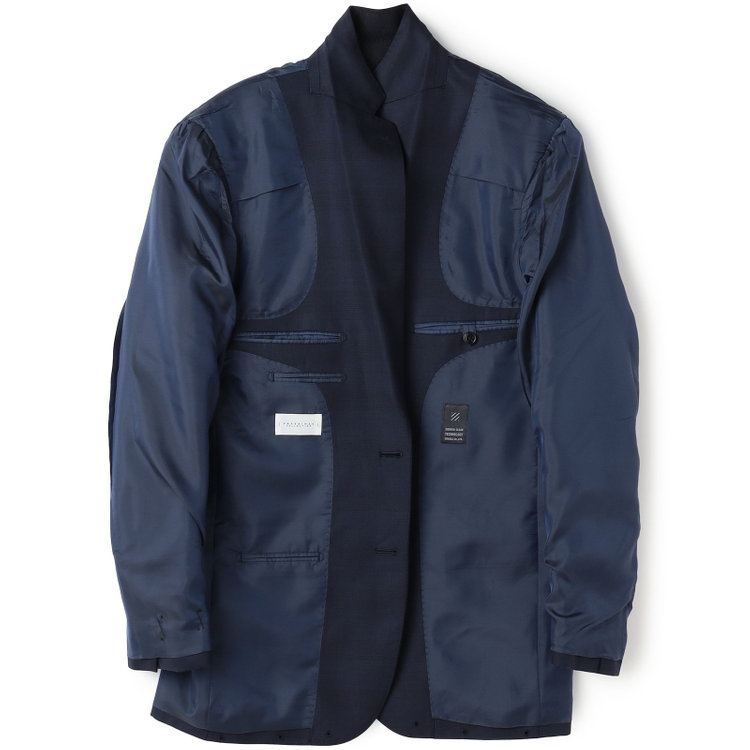 ＫＡＮＳＡＩＭＡＮ 【KANSAIMAN collection】【春夏】Real navy collection / ネイビー×チェック/ 2釦ワンタック/ シャワークリーン/ シロセット ※裾直し必要 紺中間