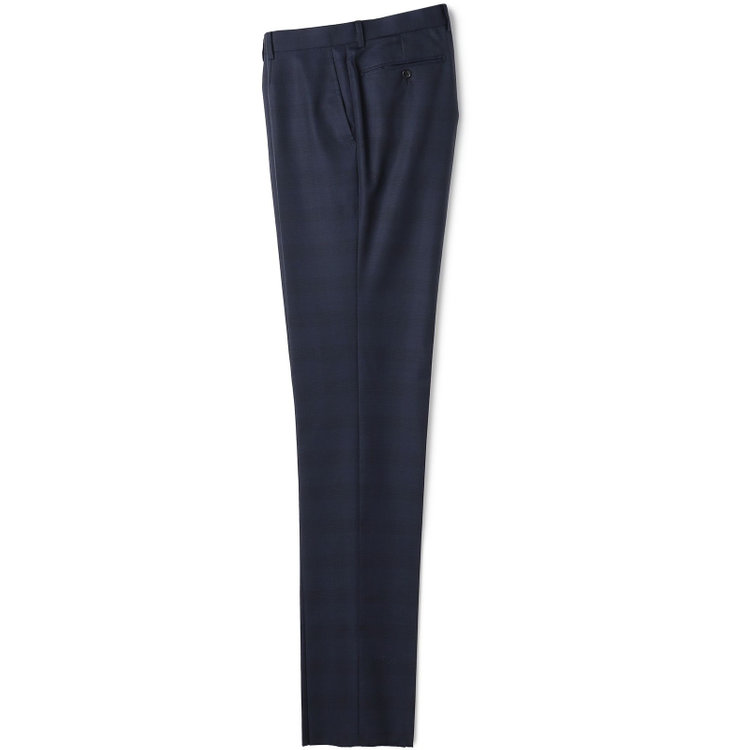 ＫＡＮＳＡＩＭＡＮ 【KANSAIMAN collection】【春夏】Real navy collection / ネイビー×チェック/ 2釦ワンタック/ シャワークリーン/ シロセット ※裾直し必要 紺中間
