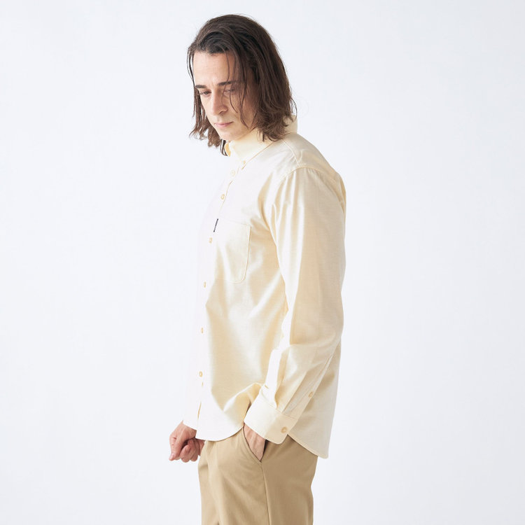 スタンリーブラッカ 【stanley blacker】【長袖】ストレッチオックスボタンダウンシャツ/イエロー 黄中間