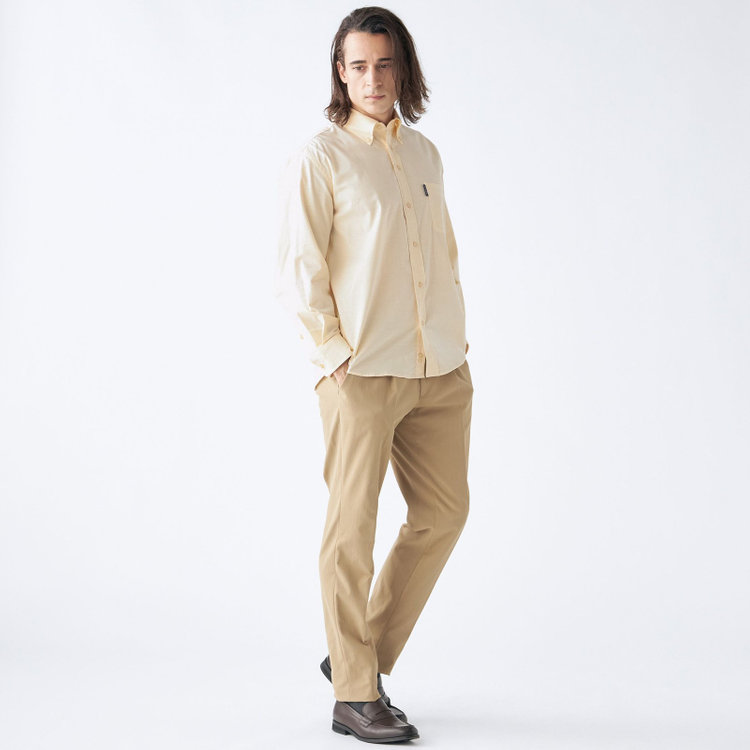 スタンリーブラッカ 【stanley blacker】【長袖】ストレッチオックスボタンダウンシャツ/イエロー 黄中間