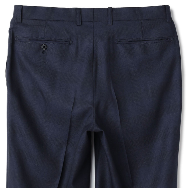 ＫＡＮＳＡＩＭＡＮ 【KANSAIMAN collection】【春夏】Real navy collection / ネイビー×チェック/ 2釦ワンタック/ シャワークリーン/ シロセット ※裾直し必要 紺中間