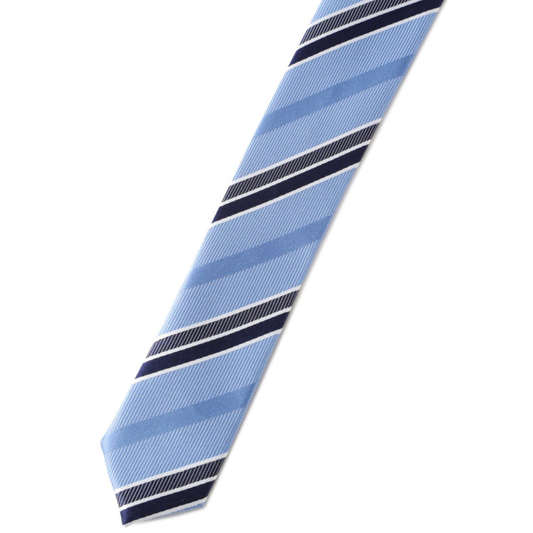 ジョンピアースブラック 【JOHN PEARSE Black】シルクブレンドストライプネクタイ 7.5cm幅/ブルー その他