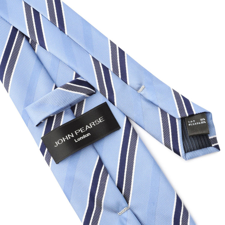 ジョンピアースブラック 【JOHN PEARSE Black】シルクブレンドストライプネクタイ 7.5cm幅/ブルー その他