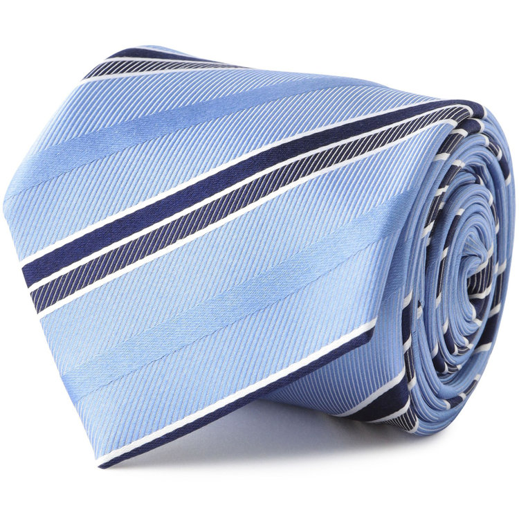 ジョンピアースブラック 【JOHN PEARSE Black】シルクブレンドストライプネクタイ 7.5cm幅/ブルー その他