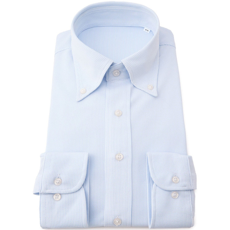 ＪＰコンフォート ネイビー 【軽涼】【JOHN PEARSE comfort navy】ボタンダウンカラーワイシャツ/ブルー×ドビー/ULTRA LIGHT SPEC/ULTRA MOVE「ニット素材」「ノーアイロン」「ストレッチ」「高通気性」 青中間