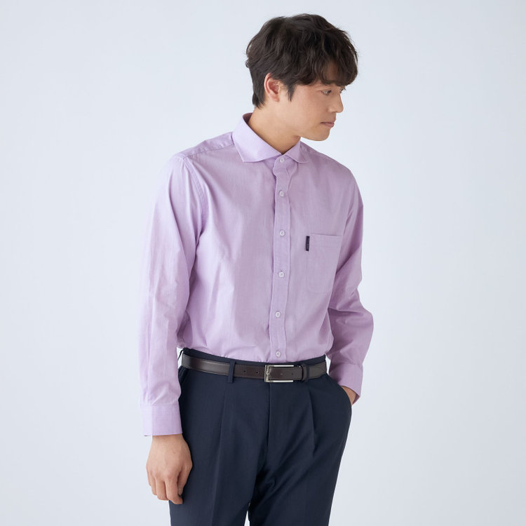 スタンリーブラッカ 【stanley blacker new york】【長袖】カッタウェイシャツ/パープル 紫淡色
