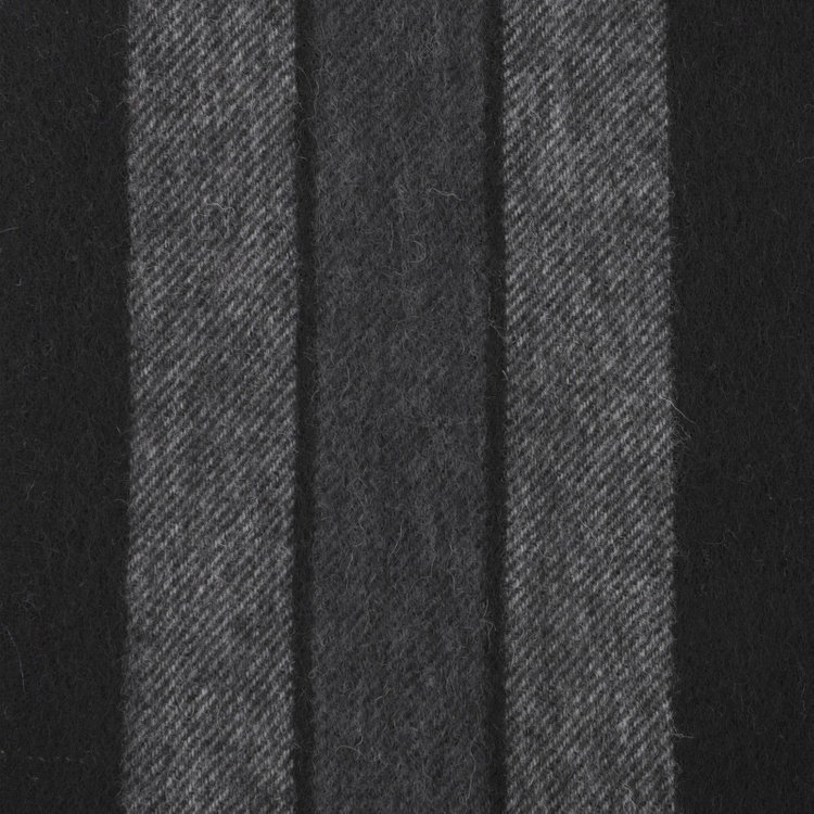 ソノタ（KONAKA用） ウールカシミヤマフラー/ブラック＆グレー×ストライプ/ウォシャブル/31cm×175cm 黒