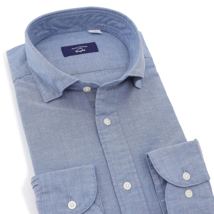 ＪＰコンフォート ネイビー 【JOHN PEARSE comfort navy】【STYLISH】【形態安定】スナップダウンワイシャツ/ブルー 青濃色
