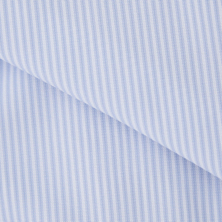 ＪＰコンフォート ネイビー 【JOHN PEARSE comfort navy】ボタンダウンカラーワイシャツ/ブルー×ストライプ/ULTRA MOVE「ニット素材」「ノーアイロン」「ストレッチ」「高通気性」 青淡色