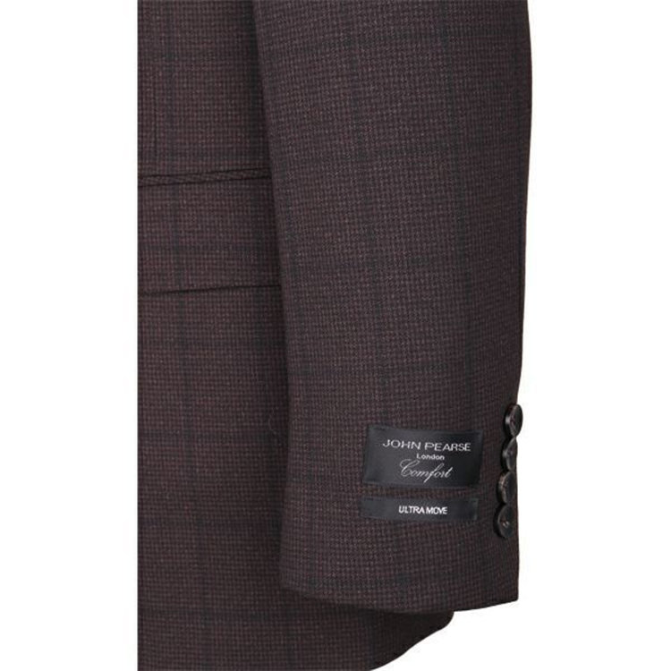 ＪＰ コンフォート 【JOHN PEARSE comfort】【秋冬】2釦シングルスリーピーススーツ ショートタック/ブラウン×チェック/ULTRA MOVE ブラウン系(茶)