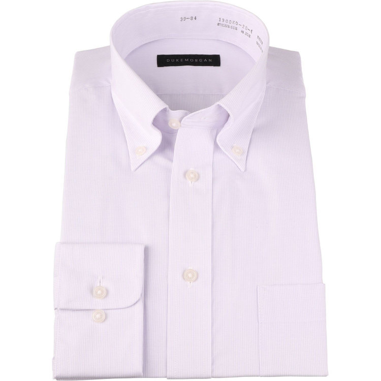 ＤＵＫＥ ＭＯＲＧＡ 【DUKEMORGAN】ボタンダウンドレスシャツ/ホワイト＆パープル×ストライプ ホワイト系(白)