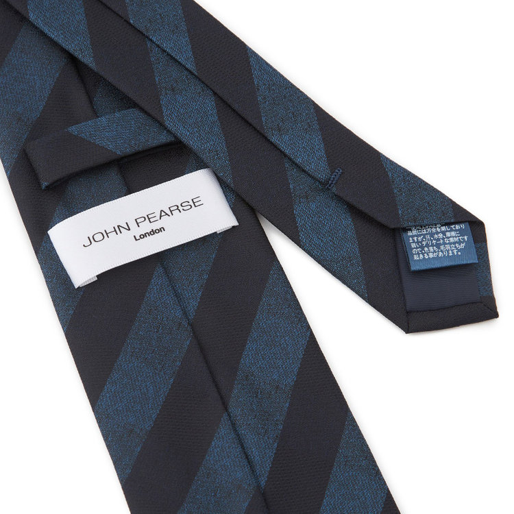 ジョンピアース 【JOHN PEARSE White】シルクポリエステルストライプ柄ネクタイ/8.0㎝幅/ネイビー その他