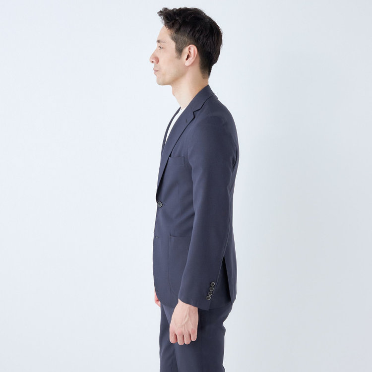 ＪＰ コンフォート 【JOHN PEARSE comfort】【春夏】2釦シングルスーツ ショートタック/ネイビー/パッチポケット/ウエストシャーリング仕様/※パンツ裾上げ済み仕様 紺濃色