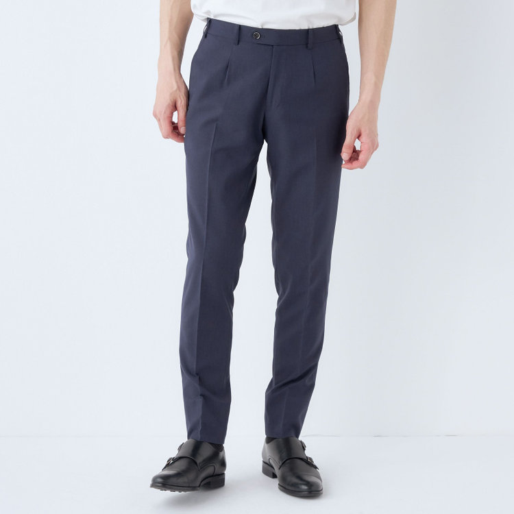 ＪＰ コンフォート 【JOHN PEARSE comfort】【春夏】2釦シングルスーツ ショートタック/ネイビー/パッチポケット/ウエストシャーリング仕様/※パンツ裾上げ済み仕様 紺濃色