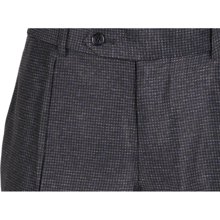 ＪＰコンフォート ネイビー 【JOHN PEARSE comfort navy】【春夏】機能性ポリエステル 1タックパンツ/ネイビー×チェック/ウエストギャザー ネイビー系(紺)