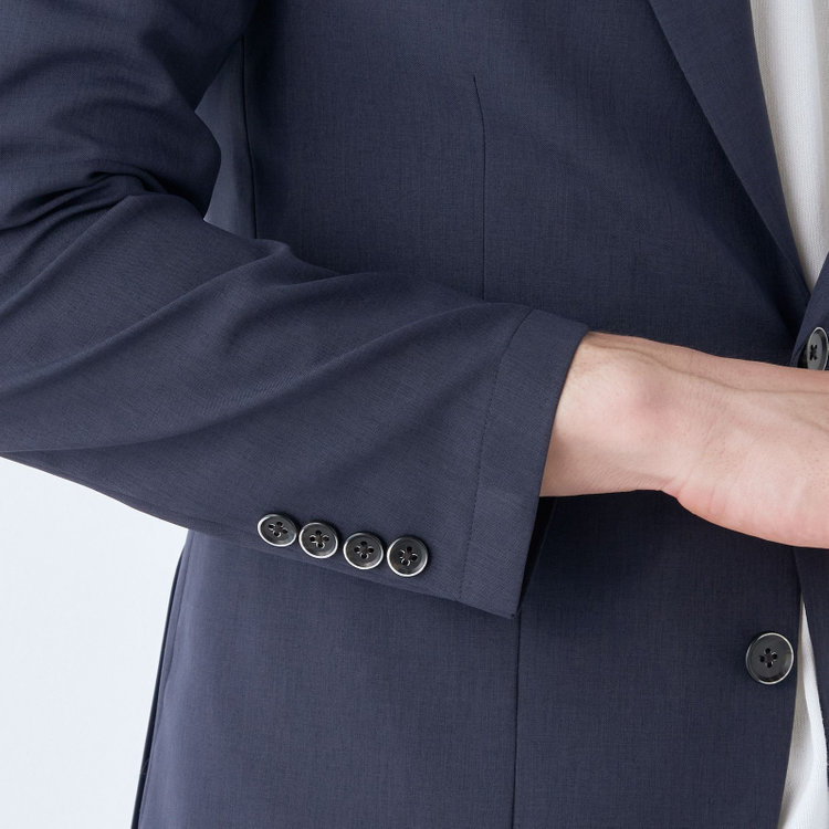 ＪＰ コンフォート 【JOHN PEARSE comfort】【春夏】2釦シングルスーツ ショートタック/ネイビー/パッチポケット/ウエストシャーリング仕様/※パンツ裾上げ済み仕様 紺濃色