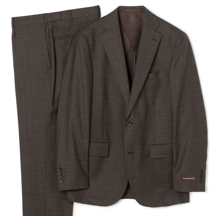 ＪＰ コンフォート 【JOHN PEARSE Comfort】【秋冬】2釦シングルスーツ ショートタック/ブラウン×カスレソリッド /REAL BROWN /NEW ZEALAND WOOL/※裾上げ必要 茶中間