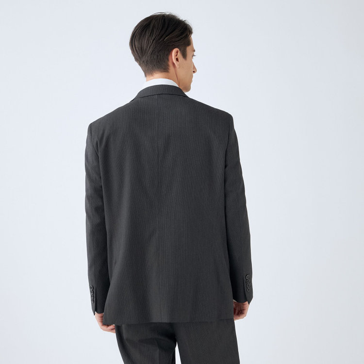 ＫＡＮＳＡＩＭＡＮ 【KANSAIMAN collection】【秋冬】2釦シングルスーツ ショートタック/グレー×ストライプ/SHOWER CLEAN/※裾上げ必要 グレー濃色