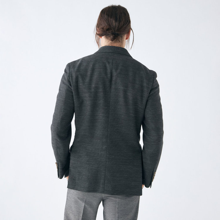 スタンリーブラッカ 【stanley blacker new york】【春夏】リネンミックス2釦シングルジャケット/カーキ×スラブ 緑濃色