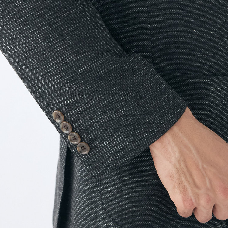 スタンリーブラッカ 【stanley blacker new york】【春夏】リネンミックス2釦シングルジャケット/カーキ×スラブ 緑濃色