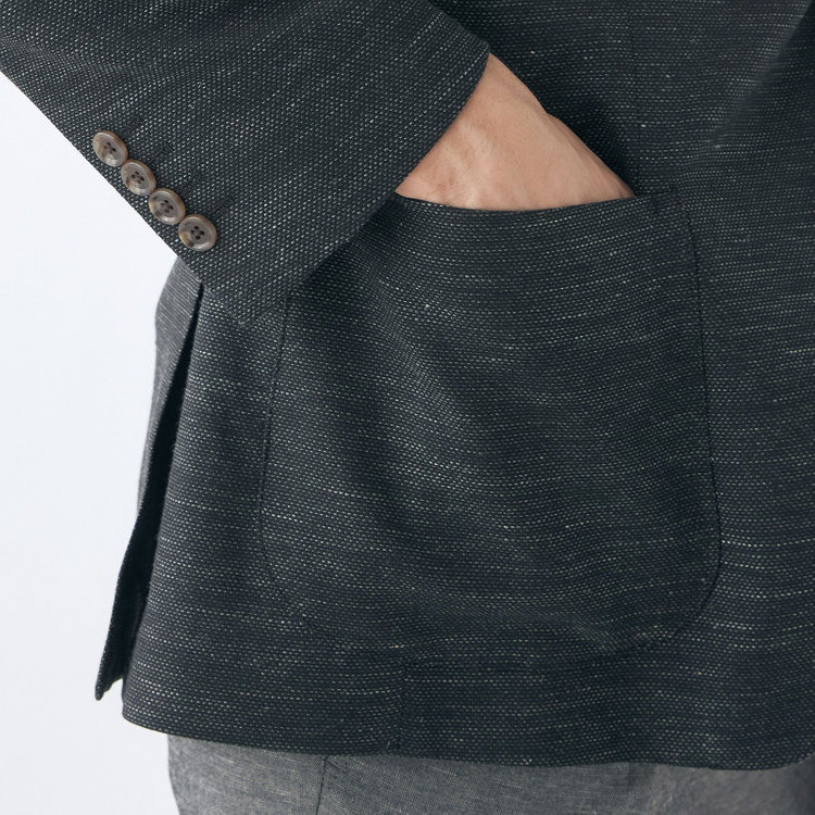 スタンリーブラッカ 【stanley blacker new york】【春夏】リネンミックス2釦シングルジャケット/カーキ×スラブ 緑濃色