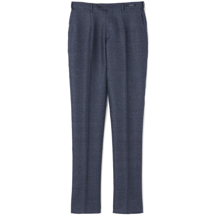 ＪＰコンフォート ネイビー 【JOHN PEARSE comfort navy】【春夏】ショートタックパンツ/ネイビー×チェック/ウエストシャーリング仕様/ULTRA MOVE/※裾上げ必要 紺中間