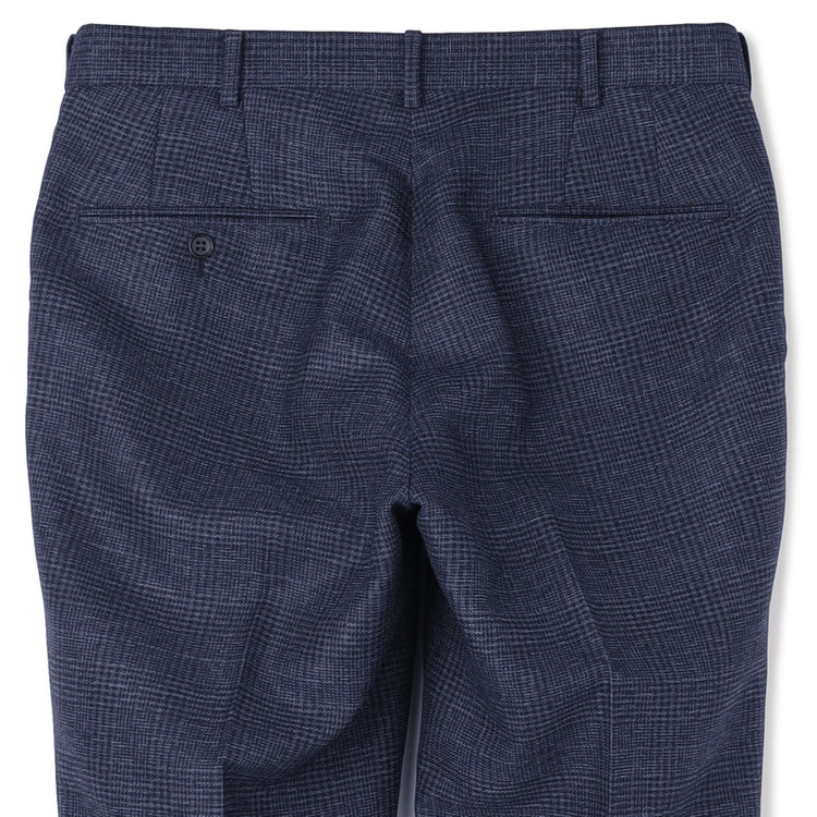 ＪＰコンフォート ネイビー 【JOHN PEARSE comfort navy】【春夏】ショートタックパンツ/ネイビー×チェック/ウエストシャーリング仕様/ULTRA MOVE/※裾上げ必要 紺中間