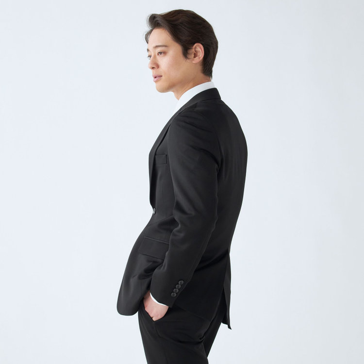 ドナートヴィンチ 【Donato Vinci Italy UOMO】【秋冬】カシミヤシルクブレンド濃染加工/2釦シングルフォーマルスーツ 0タックパンツ/防虫加工/導電性繊維/アジャスター付き/※裾上げ必要 黒