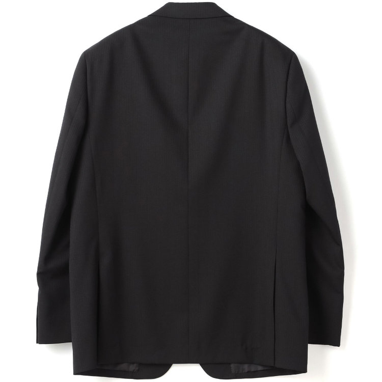 ＫＡＮＳＡＩＭＡＮ 【KANSAIMAN collection Style authentic】【秋冬】スペアパンツ付き/2釦シングルスーツ ショートタック/ブラック×シャドーストライプ/RAIN SUIT 黒