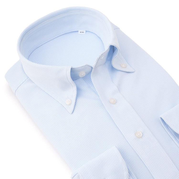ＪＰコンフォート ネイビー 【軽涼】【JOHN PEARSE comfort navy】ボタンダウンカラーワイシャツ/ブルー×ドビー/ULTRA LIGHT SPEC/ULTRA MOVE「ニット素材」「ノーアイロン」「ストレッチ」「高通気性」 青中間
