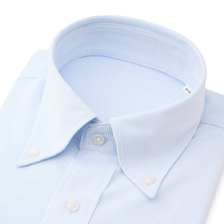 ＪＰコンフォート ネイビー 【軽涼】【JOHN PEARSE comfort navy】ボタンダウンカラーワイシャツ/ブルー×ドビー/ULTRA LIGHT SPEC/ULTRA MOVE「ニット素材」「ノーアイロン」「ストレッチ」「高通気性」 青中間