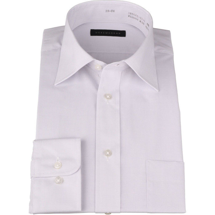 ＤＵＫＥ ＭＯＲＧＡ 【DUKEMORGAN】ワイドカラードレスシャツ/グレー＆ホワイト×チェック グレー系(灰)